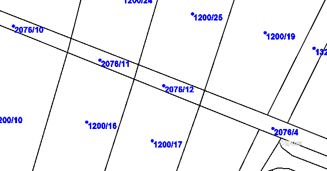 Parcela st. 2076/12 v KÚ Rosovice, Katastrální mapa