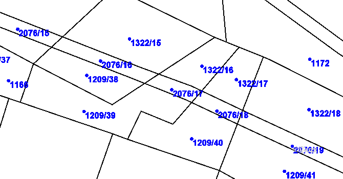 Parcela st. 2076/17 v KÚ Rosovice, Katastrální mapa