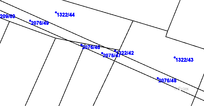 Parcela st. 2076/47 v KÚ Rosovice, Katastrální mapa