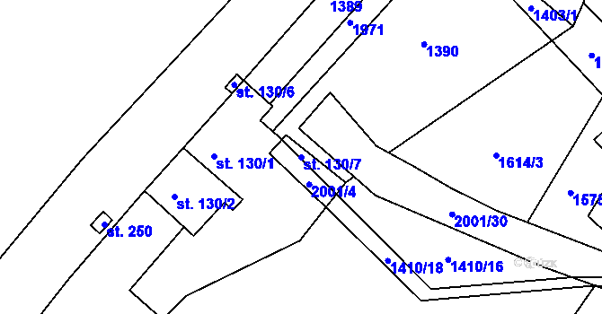 Parcela st. 130/7 v KÚ Rosovice, Katastrální mapa
