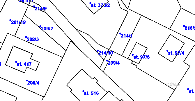Parcela st. 214/10 v KÚ Rosovice, Katastrální mapa