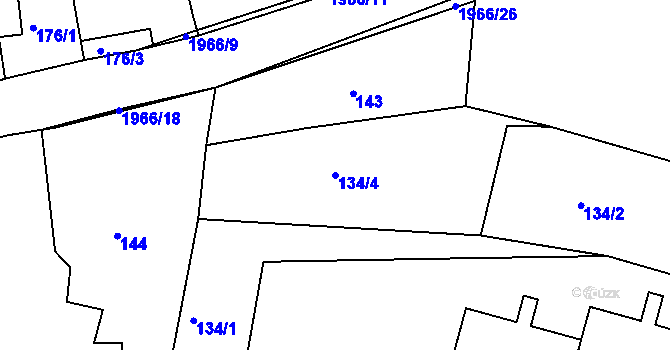 Parcela st. 134/4 v KÚ Rosovice, Katastrální mapa