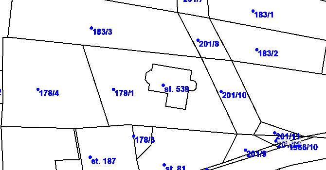 Parcela st. 539 v KÚ Rosovice, Katastrální mapa