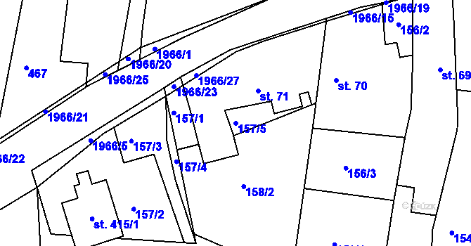 Parcela st. 157/5 v KÚ Rosovice, Katastrální mapa