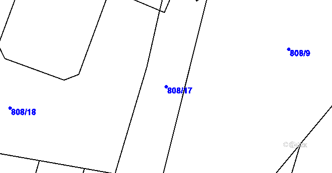 Parcela st. 808/17 v KÚ Rosovice, Katastrální mapa