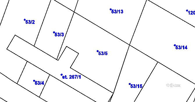 Parcela st. 53/5 v KÚ Rosovice, Katastrální mapa