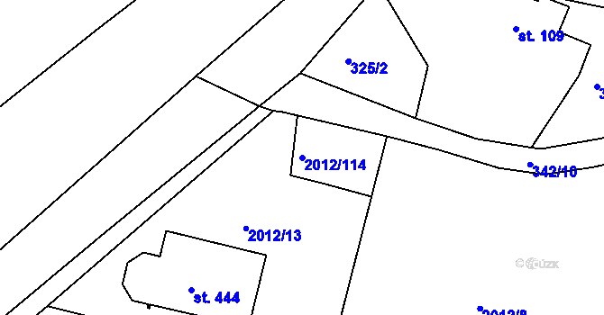 Parcela st. 2012/114 v KÚ Rosovice, Katastrální mapa