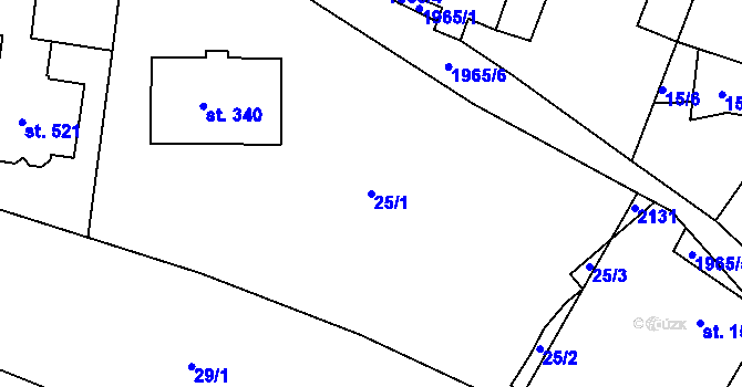 Parcela st. 25/1 v KÚ Rosovice, Katastrální mapa