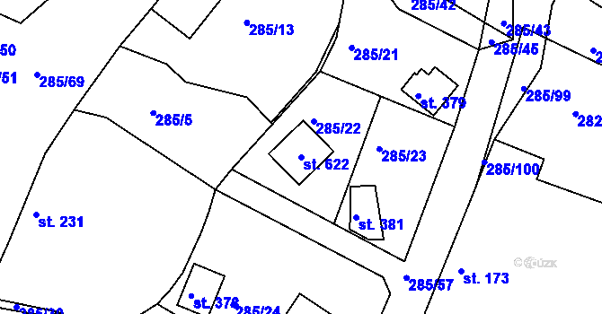 Parcela st. 622 v KÚ Rosovice, Katastrální mapa