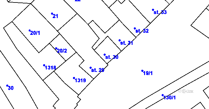 Parcela st. 30 v KÚ Rostěnice, Katastrální mapa