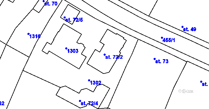 Parcela st. 72/2 v KÚ Rostěnice, Katastrální mapa