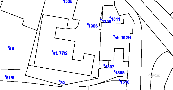 Parcela st. 77/1 v KÚ Rostěnice, Katastrální mapa