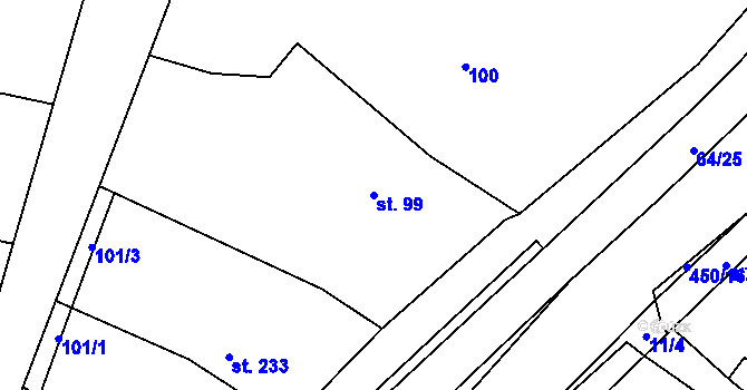 Parcela st. 99 v KÚ Rostěnice, Katastrální mapa