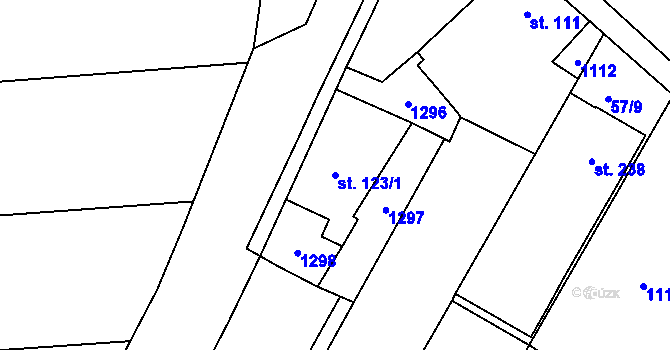 Parcela st. 123/1 v KÚ Rostěnice, Katastrální mapa