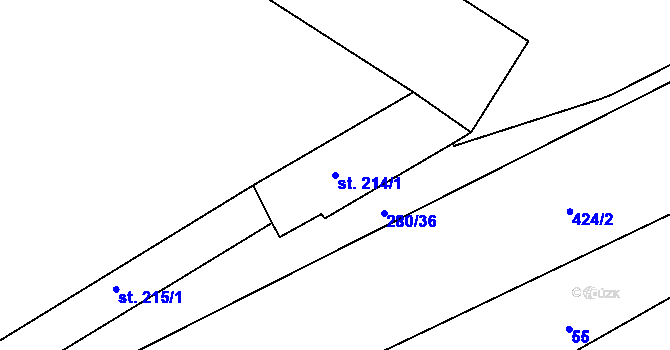 Parcela st. 214/1 v KÚ Rostěnice, Katastrální mapa