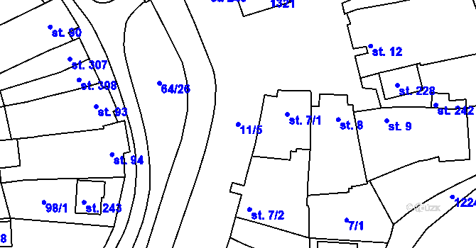 Parcela st. 11/1 v KÚ Rostěnice, Katastrální mapa