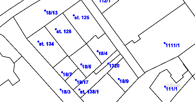 Parcela st. 18/4 v KÚ Rostěnice, Katastrální mapa