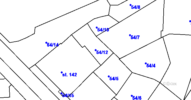 Parcela st. 54/12 v KÚ Rostěnice, Katastrální mapa
