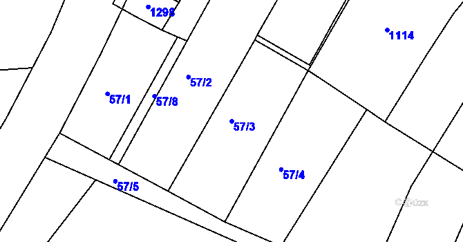 Parcela st. 57/3 v KÚ Rostěnice, Katastrální mapa