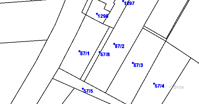 Parcela st. 57/8 v KÚ Rostěnice, Katastrální mapa