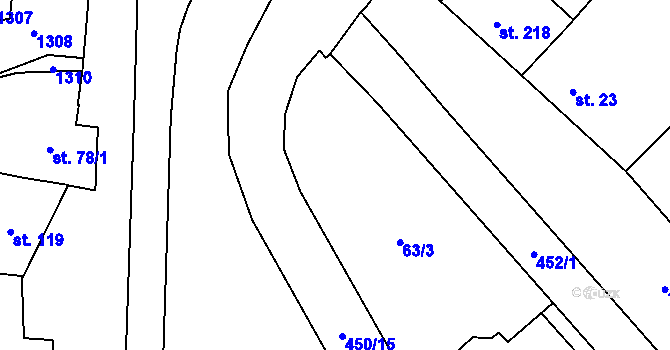 Parcela st. 63/2 v KÚ Rostěnice, Katastrální mapa