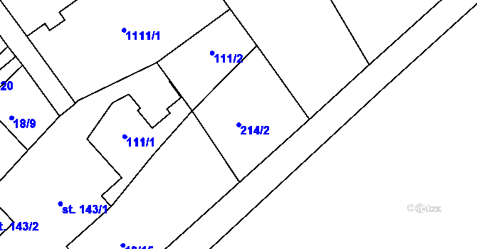 Parcela st. 214/2 v KÚ Rostěnice, Katastrální mapa