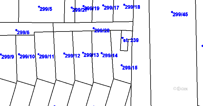 Parcela st. 299/14 v KÚ Rostěnice, Katastrální mapa