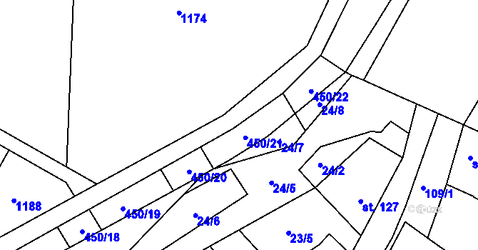 Parcela st. 450/1 v KÚ Rostěnice, Katastrální mapa