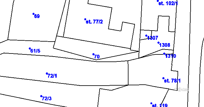 Parcela st. 61/4 v KÚ Rostěnice, Katastrální mapa