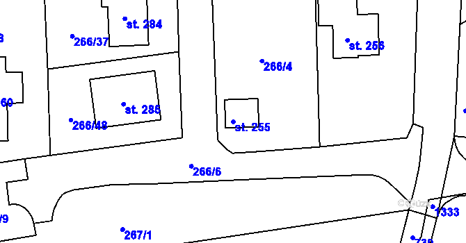 Parcela st. 255 v KÚ Rostěnice, Katastrální mapa
