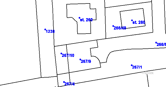 Parcela st. 266/19 v KÚ Rostěnice, Katastrální mapa