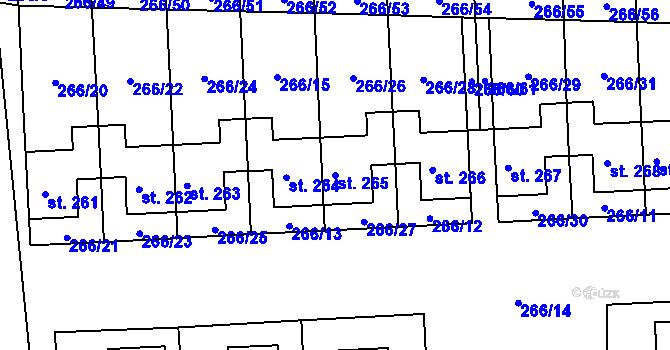 Parcela st. 265 v KÚ Rostěnice, Katastrální mapa