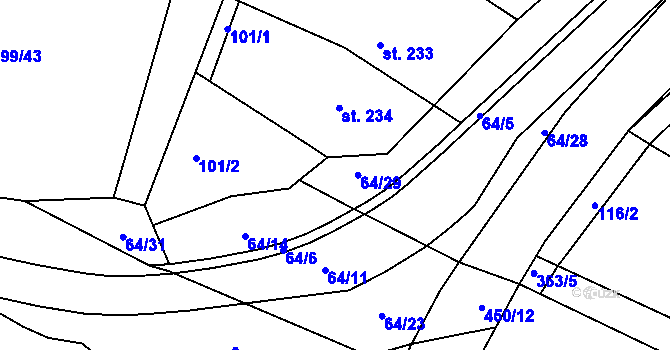 Parcela st. 64/15 v KÚ Rostěnice, Katastrální mapa