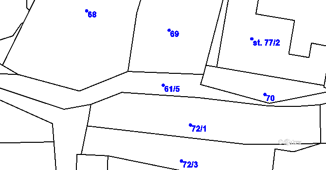 Parcela st. 61/5 v KÚ Rostěnice, Katastrální mapa
