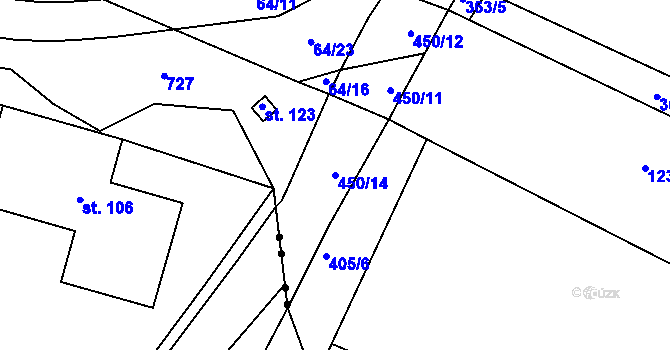 Parcela st. 450/14 v KÚ Rostěnice, Katastrální mapa