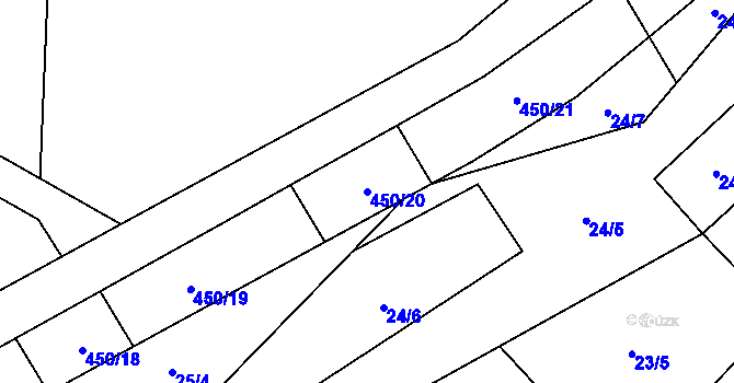 Parcela st. 450/20 v KÚ Rostěnice, Katastrální mapa