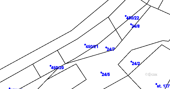 Parcela st. 450/21 v KÚ Rostěnice, Katastrální mapa