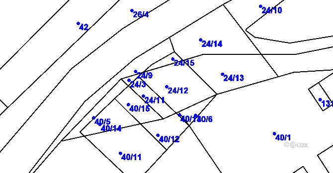 Parcela st. 24/12 v KÚ Rostěnice, Katastrální mapa