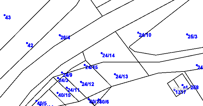 Parcela st. 24/14 v KÚ Rostěnice, Katastrální mapa