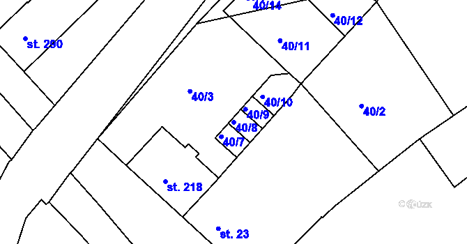 Parcela st. 40/8 v KÚ Rostěnice, Katastrální mapa