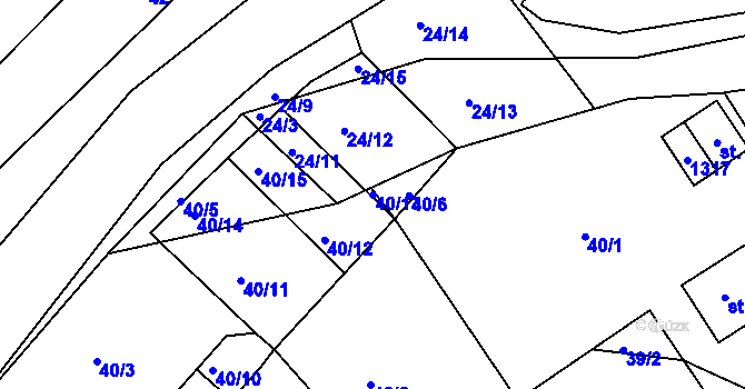 Parcela st. 40/13 v KÚ Rostěnice, Katastrální mapa