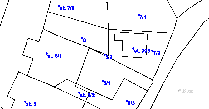 Parcela st. 5/2 v KÚ Rostěnice, Katastrální mapa