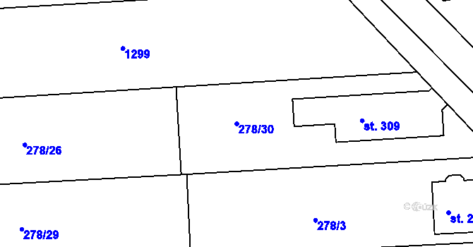 Parcela st. 278/30 v KÚ Rostěnice, Katastrální mapa