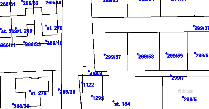 Parcela st. 299/57 v KÚ Rostěnice, Katastrální mapa