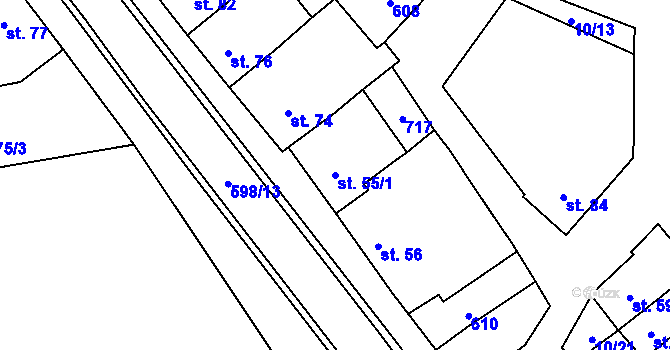 Parcela st. 55/1 v KÚ Zvonovice, Katastrální mapa