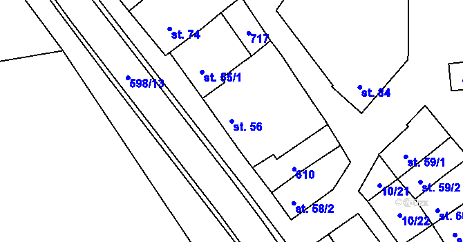 Parcela st. 56 v KÚ Zvonovice, Katastrální mapa