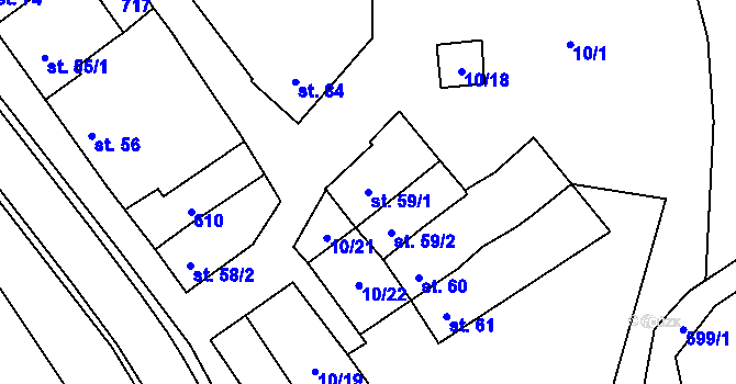 Parcela st. 59/1 v KÚ Zvonovice, Katastrální mapa