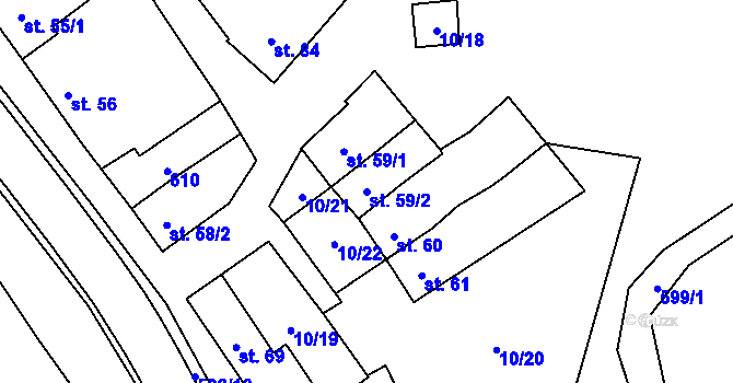 Parcela st. 59/2 v KÚ Zvonovice, Katastrální mapa