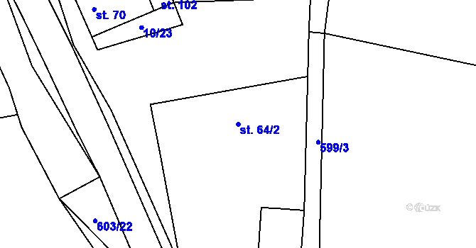 Parcela st. 64/2 v KÚ Zvonovice, Katastrální mapa