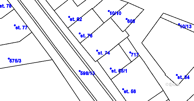 Parcela st. 74 v KÚ Zvonovice, Katastrální mapa